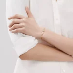 Gold-Plated T-Bar Open Bangle with Mother of Pearl - Image 3