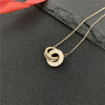 Gold-Plated Interlocking Circle CZ Necklace - Image 7