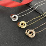 Gold-Plated Interlocking Circle CZ Necklace - Image 9